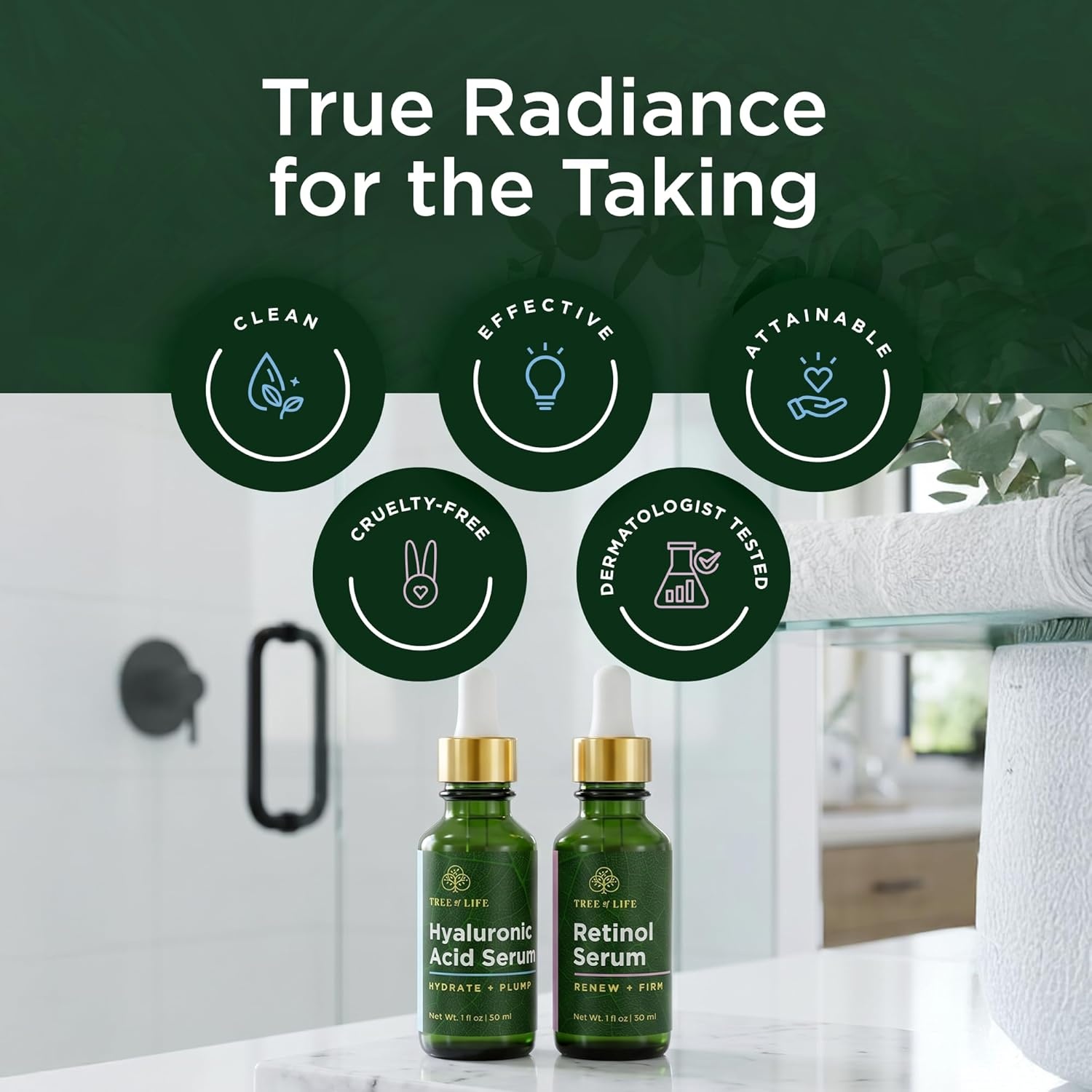 image:imageFacial Skin Care Set Brightening Firming Hydrating Dry Face Dermatologist Tested Retinol Serum and Hydrating Hyaluronic Acid Skin Care Kit 2 count of 1 Fl OzFacial Serum Duo