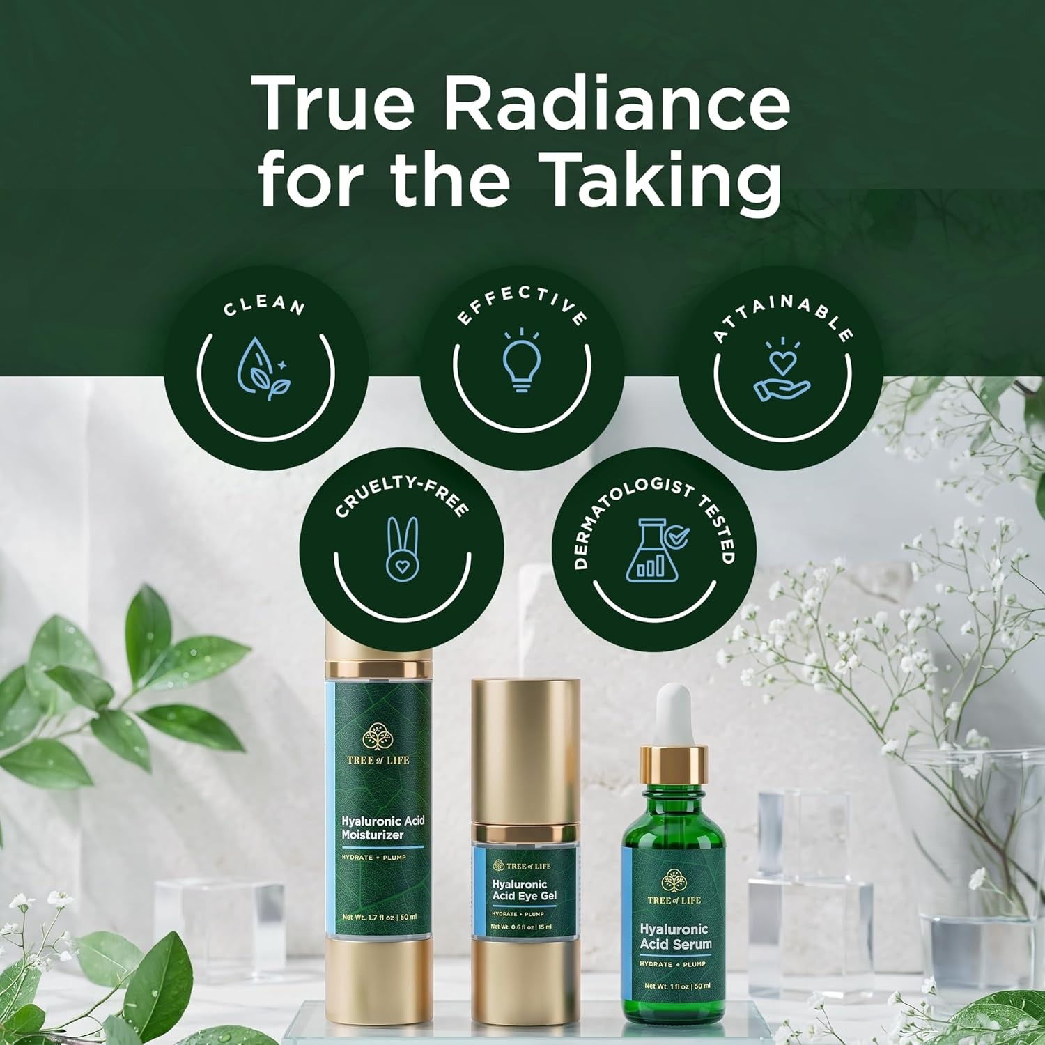 image:imageTree of Life Beauty Ultimate Skin Care Set Brightening Firming Hydrating Moisturizing Brightening Complete Face Care Regimen AntiAging Vitamin C Trio Pro PackTotal Hyaluronic Acid Serum Collection