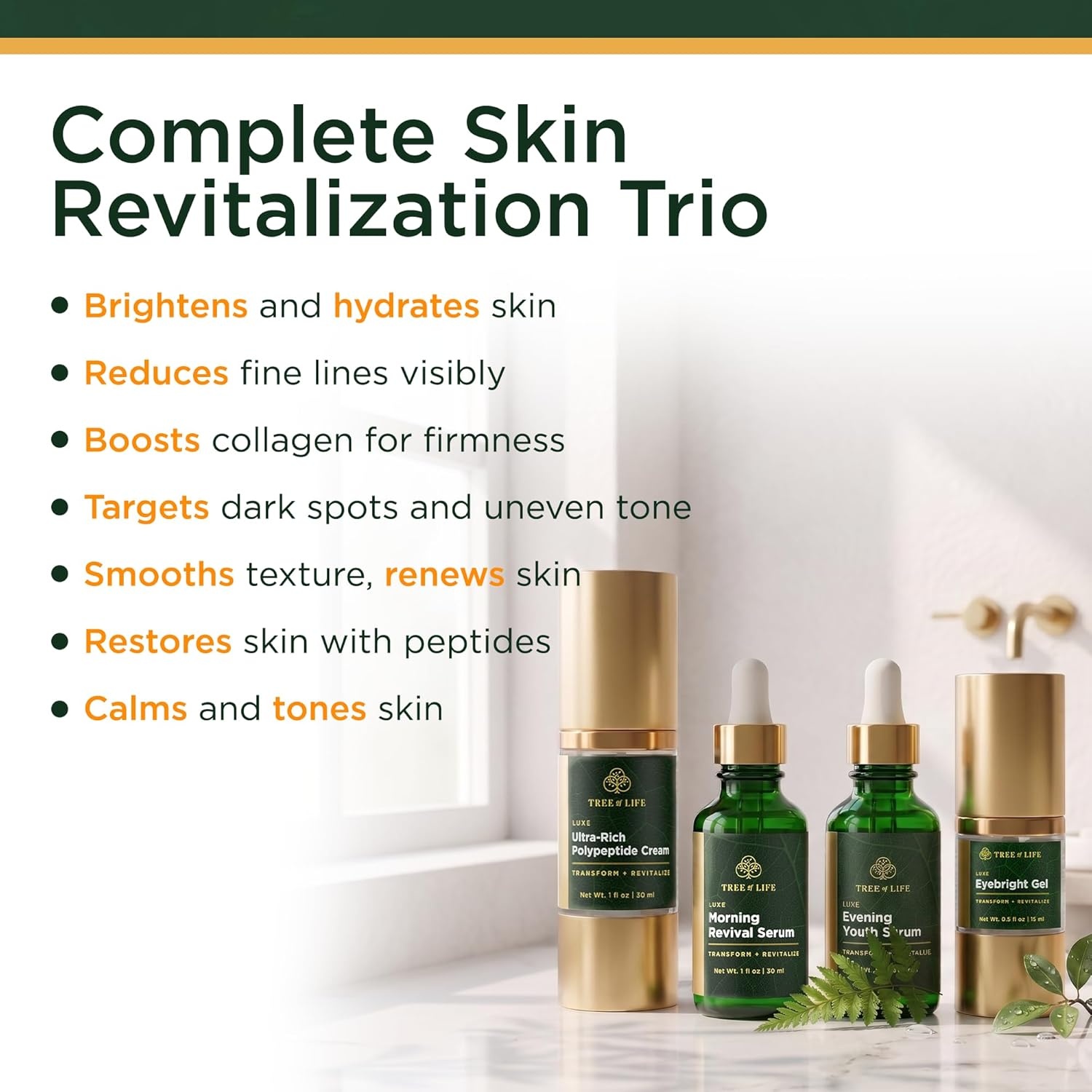 image:imageTree of Life Beauty Ultimate Skin Care Set Brightening Firming Hydrating Moisturizing Brightening Complete Face Care Regimen AntiAging Vitamin C Trio Pro PackRejuvenation Collection
