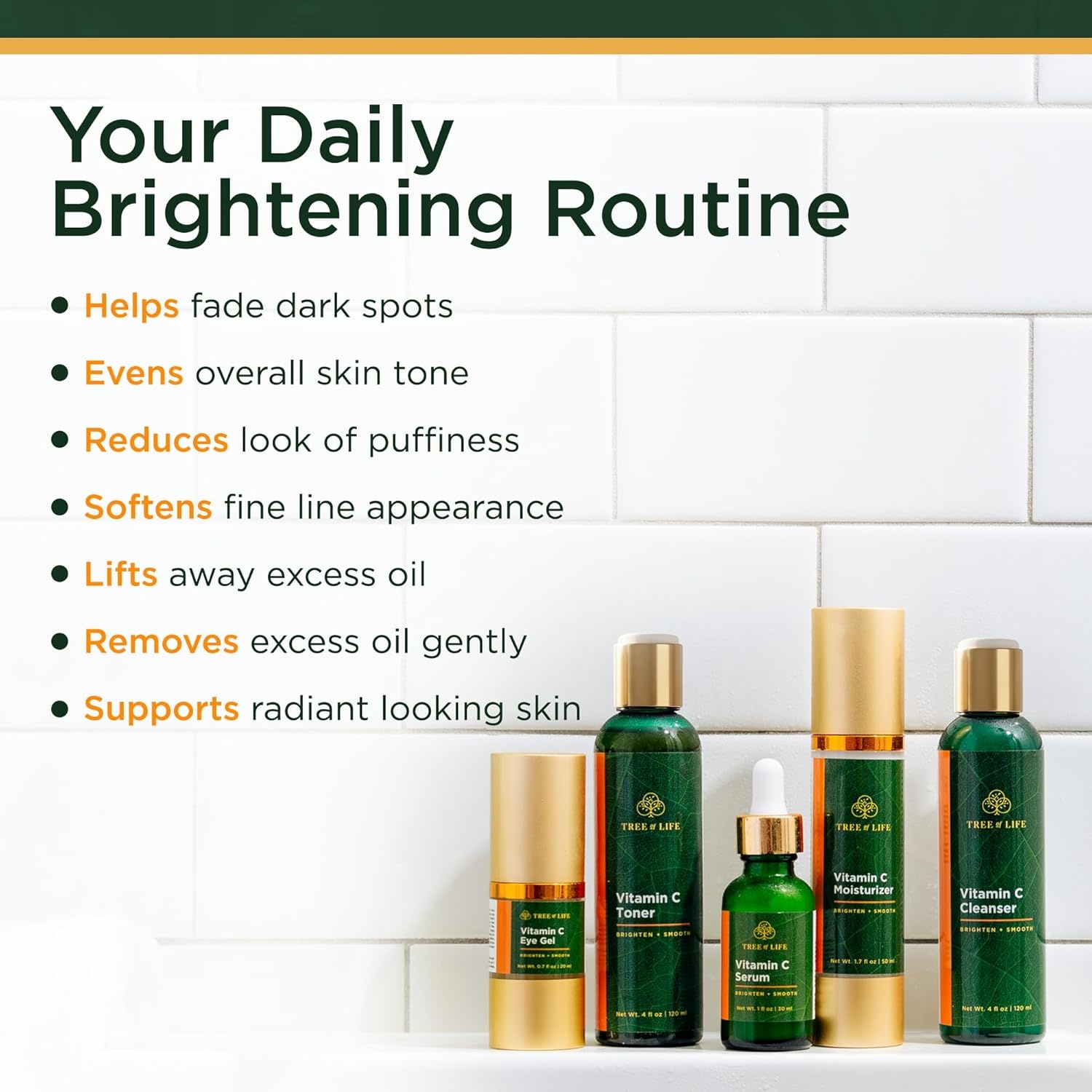image:imageTree of Life Beauty Ultimate Skin Care Set Brightening Firming Hydrating Moisturizing Brightening Complete Face Care Regimen AntiAging Vitamin C Trio Pro PackTotal Vitamin C Face Serum Collection 5pack