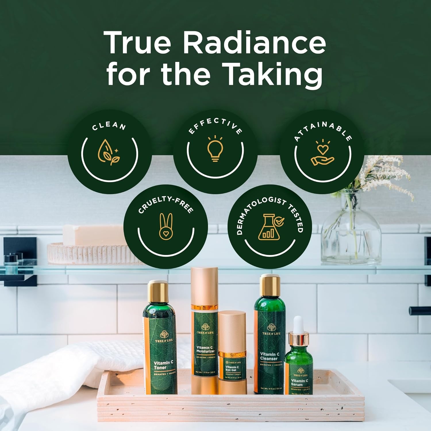 image:imageTree of Life Beauty Ultimate Skin Care Set Brightening Firming Hydrating Moisturizing Brightening Complete Face Care Regimen AntiAging Vitamin C Trio Pro PackTotal Vitamin C Face Serum Collection 5pack