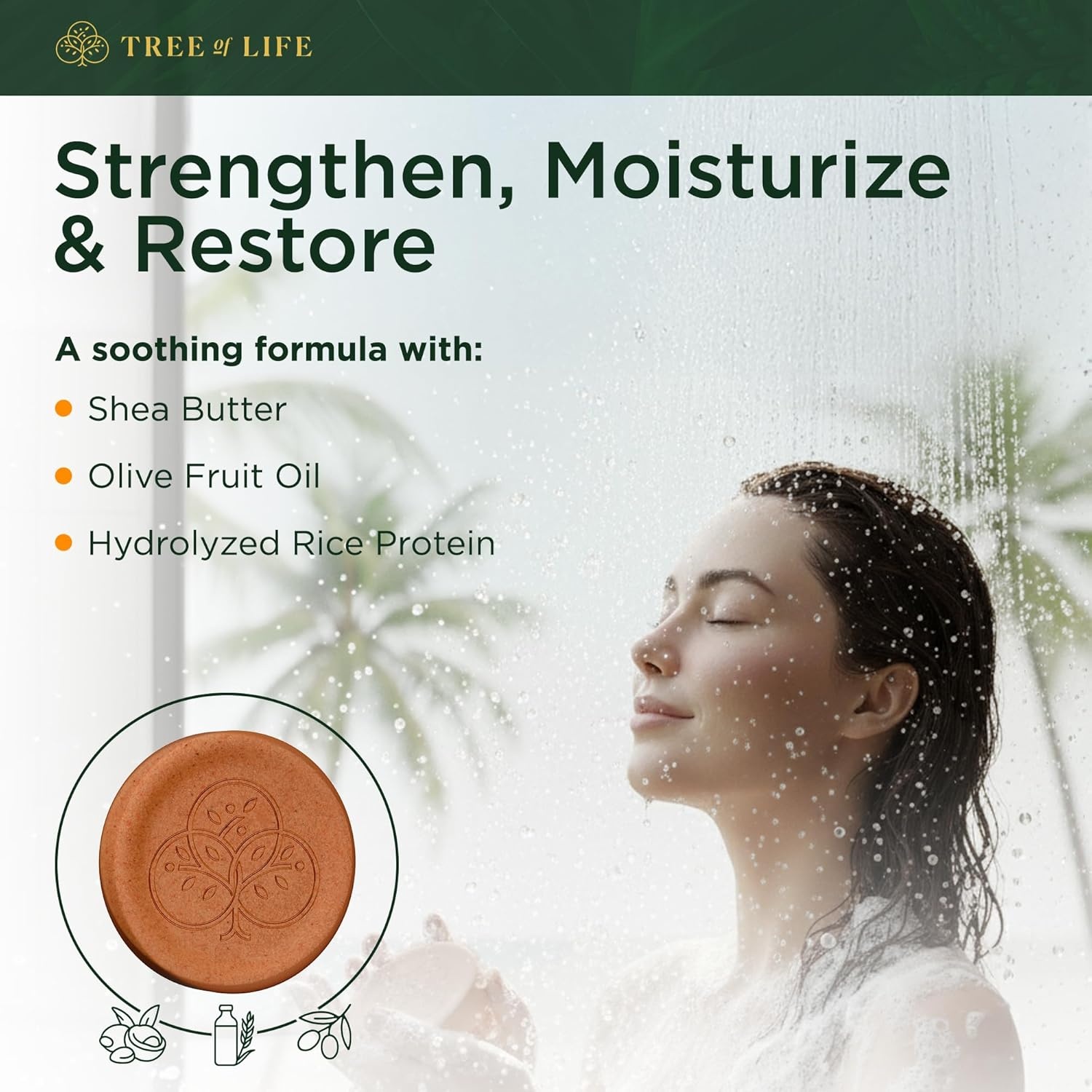 image:imageTree of Life Rice Water Shampoo Bar Sulfate Free Rice Protein Hair Care That Strengthens Repairs and Delivers Frizz Control with Silky Shine31 Ounce