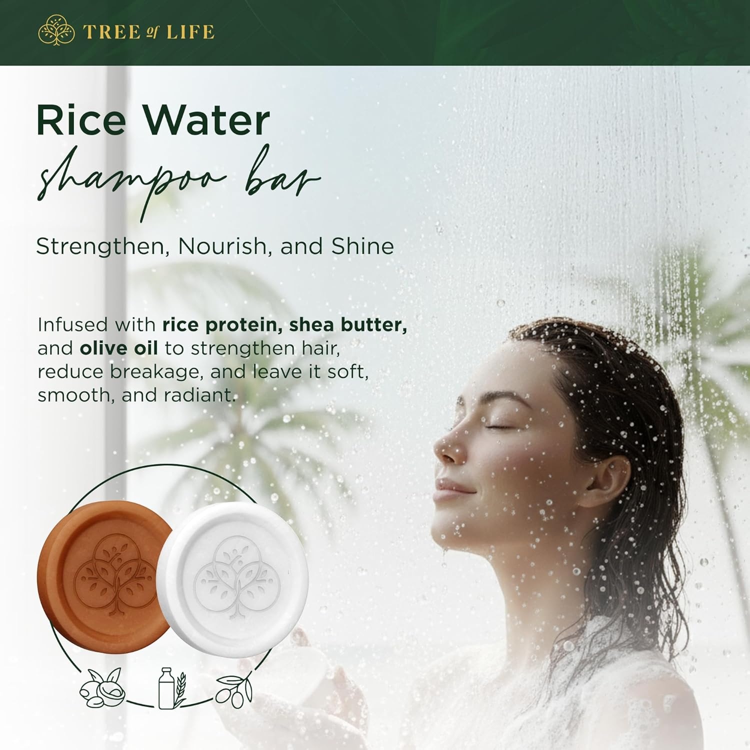 image:imageTree of Life Rice Water Shampoo Bar Sulfate Free Rice Protein Hair Care That Strengthens Repairs and Delivers Frizz Control with Silky Shine55 Ounce