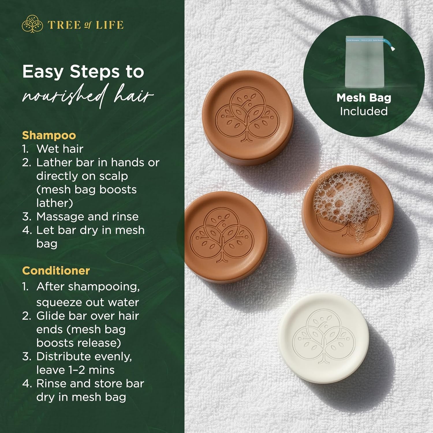 image:imageTree of Life Rice Water Shampoo Bar Sulfate Free Rice Protein Hair Care That Strengthens Repairs and Delivers Frizz Control with Silky Shine55 Ounce