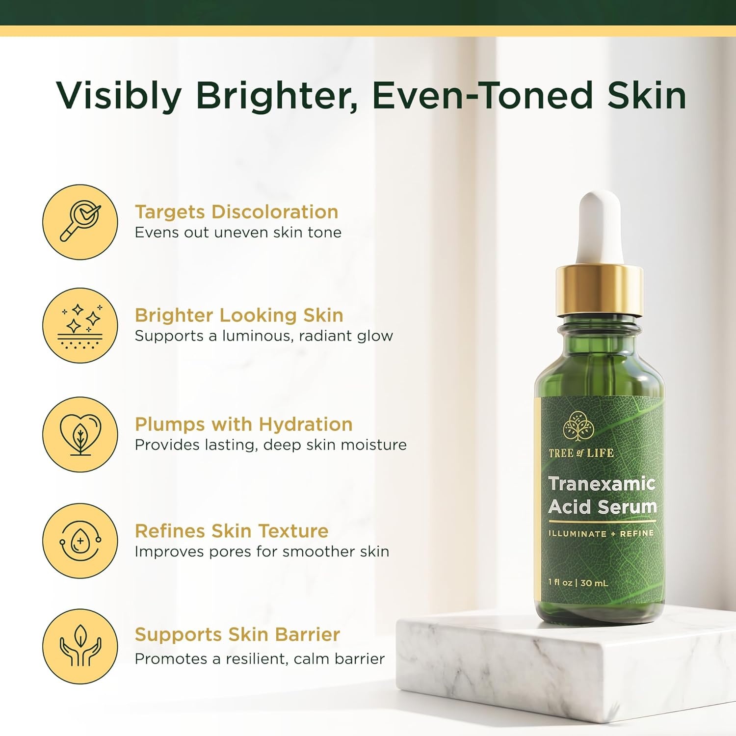 image:imageTree of Life Vitamin C Serum For Face Brightening Face Oil for Dark amp Age Spots For Dry amp Sensitive Skin with Vitamin E for Soft Smooth Glow Dermatologist Tested 1 Fl Oz06 Tranexamic Acid