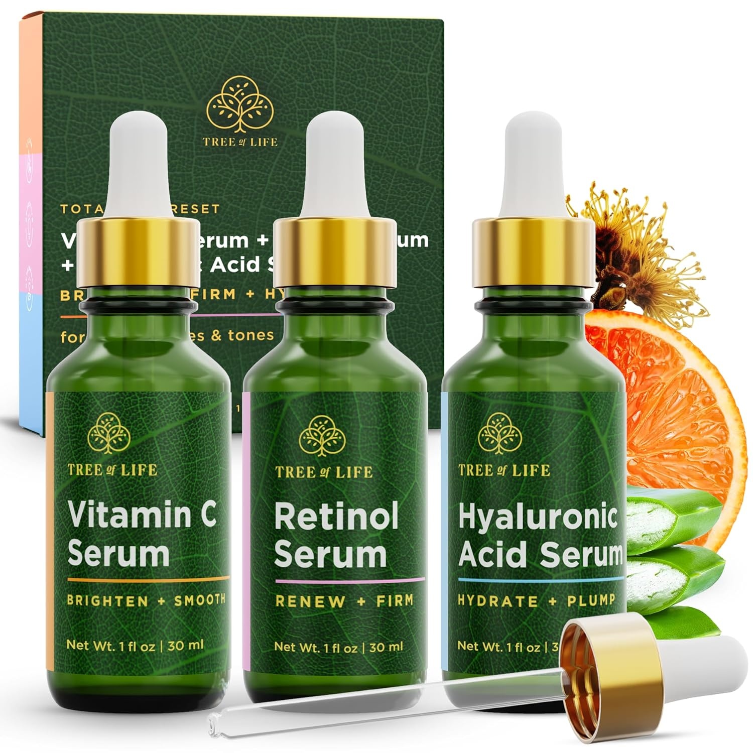 image:imageTree of Life Vitamin C Serum For Face Brightening Face Oil for Dark amp Age Spots For Dry amp Sensitive Skin with Vitamin E for Soft Smooth Glow Dermatologist Tested 1 Fl Oz07 Serum Set