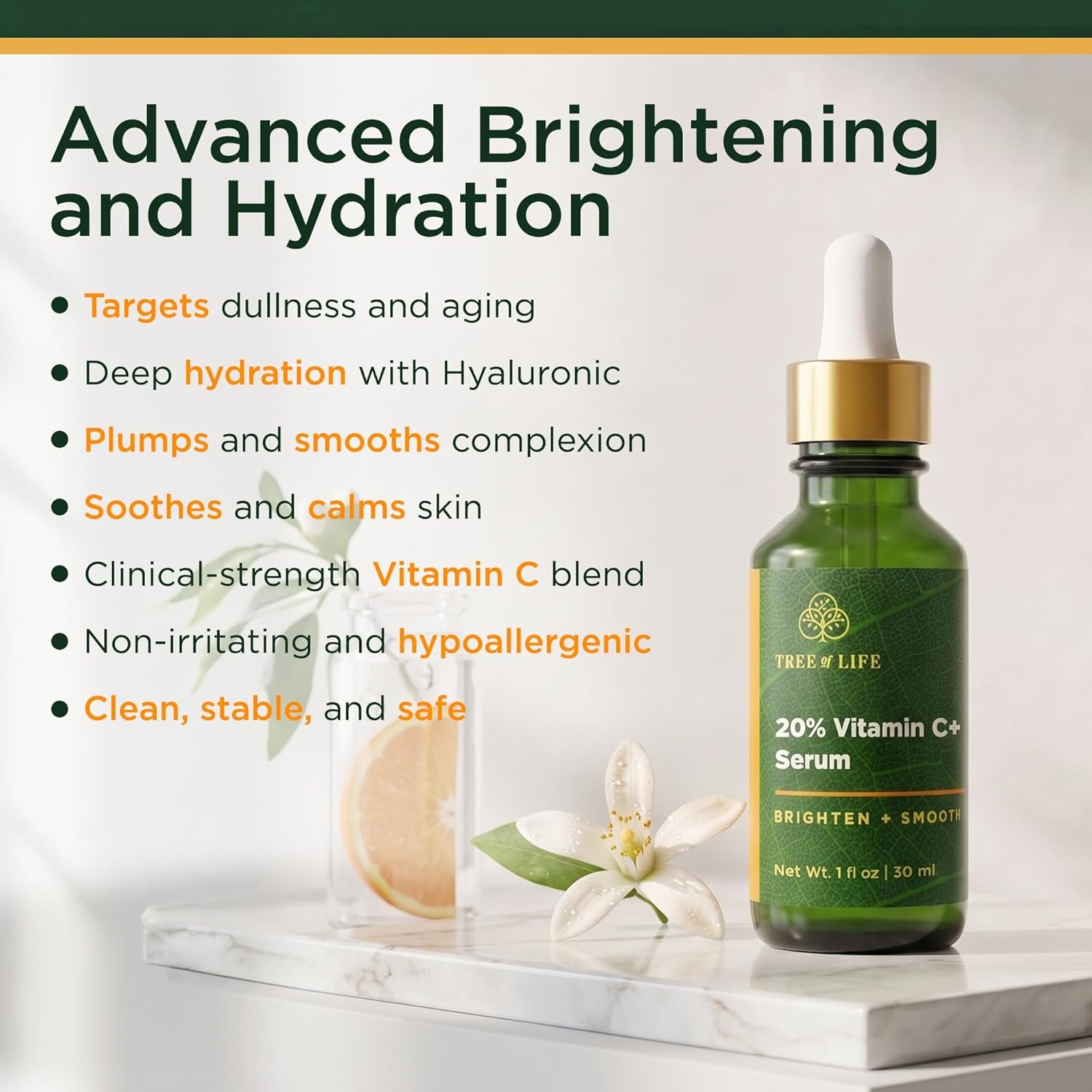 image:imageTree of Life Vitamin C Serum For Face Brightening Face Oil for Dark amp Age Spots For Dry amp Sensitive Skin with Vitamin E for Soft Smooth Glow Dermatologist Tested 1 Fl Oz01 Vitamin C