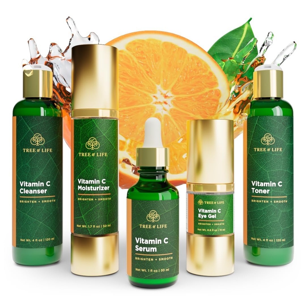 image:imageTree of Life Beauty Ultimate Skin Care Set Brightening Firming Hydrating Moisturizing Brightening Complete Face Care Regimen AntiAging Vitamin C Trio Pro PackTotal Vitamin C Face Serum Collection 5pack