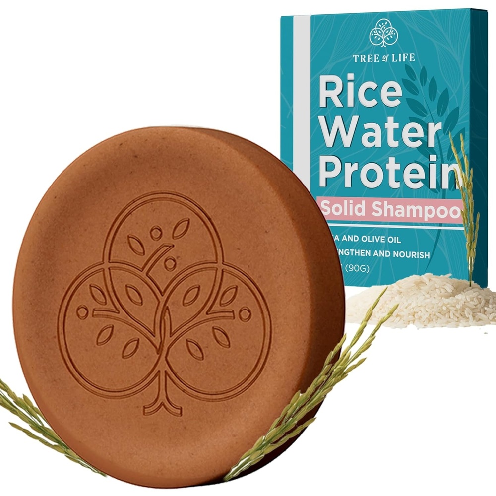 image:imageTree of Life Rice Water Shampoo Bar Sulfate Free Rice Protein Hair Care That Strengthens Repairs and Delivers Frizz Control with Silky Shine31 Ounce Pack of 2