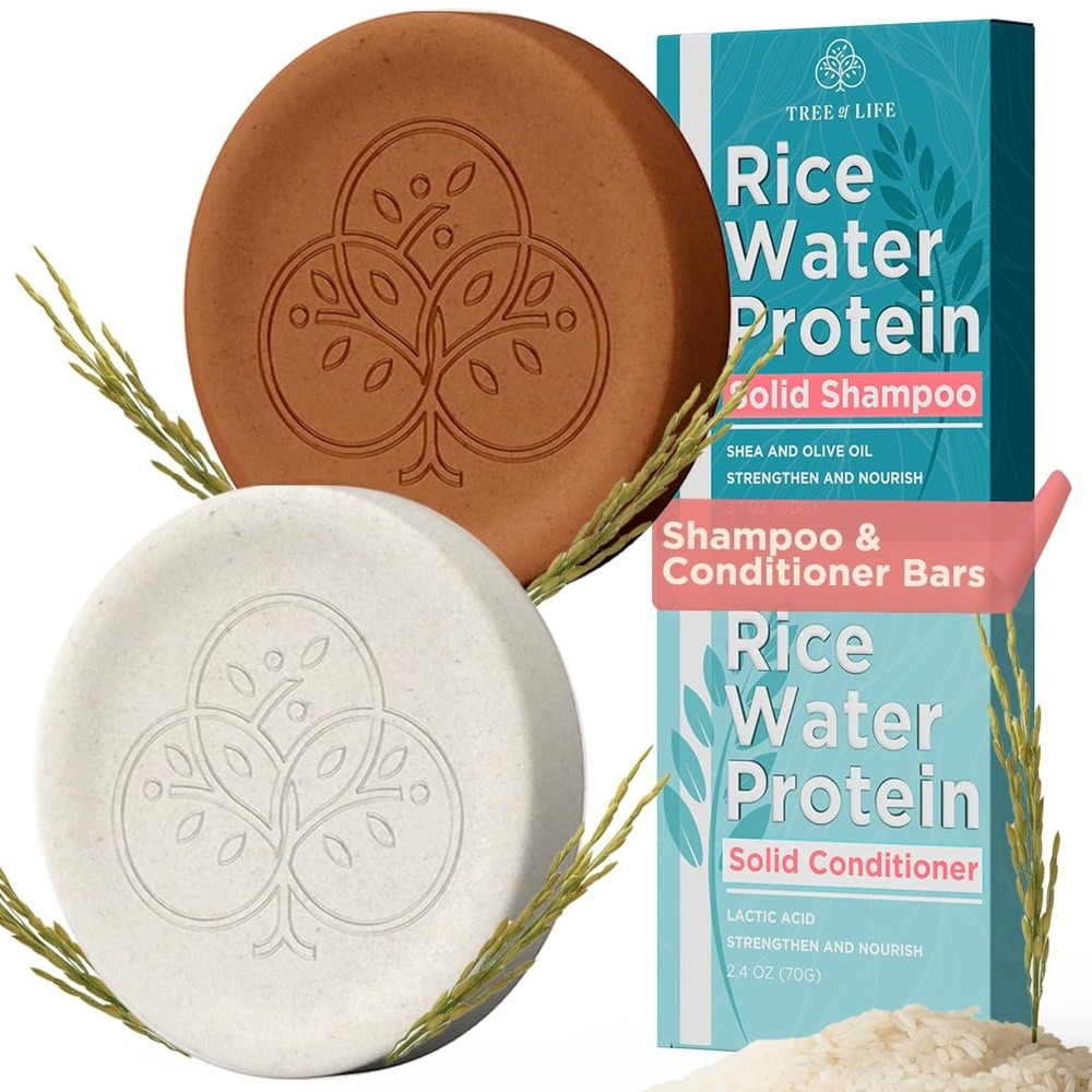image:imageTree of Life Rice Water Shampoo Bar Sulfate Free Rice Protein Hair Care That Strengthens Repairs and Delivers Frizz Control with Silky Shine55 Ounce