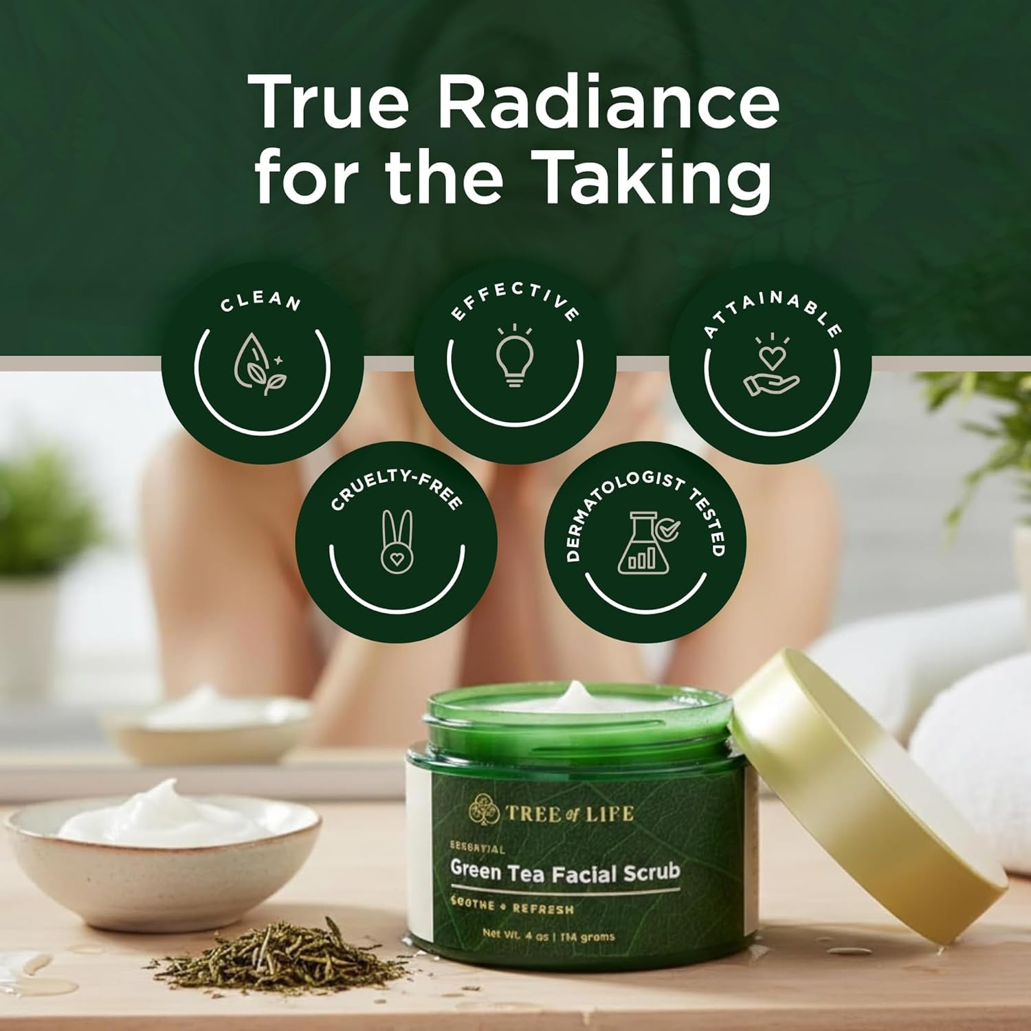 image:imageTree of Life Beauty Exfoliating Facial Scrub with Antioxidants Face Scrub with GreenWhite Tea Extract 4 Oz