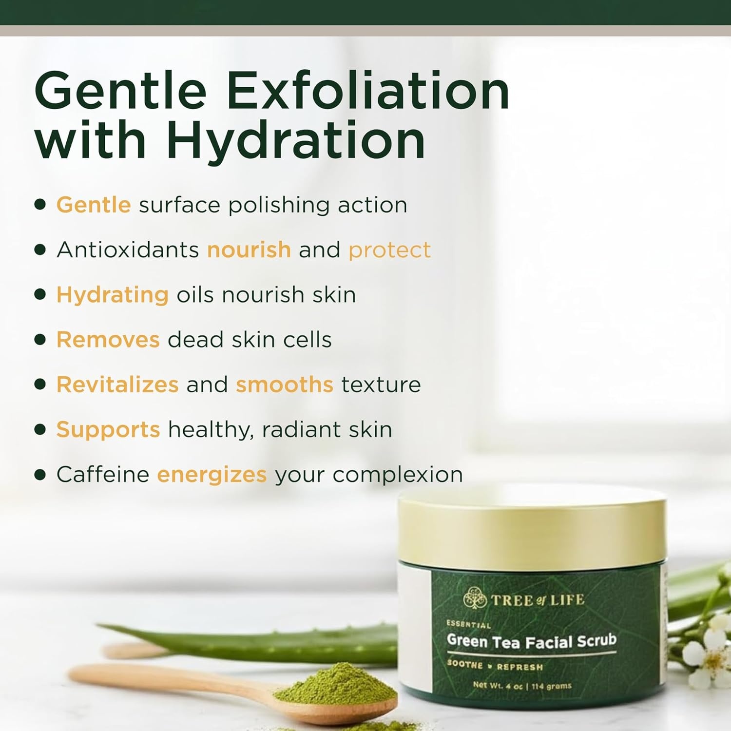 image:imageTree of Life Beauty Exfoliating Facial Scrub with Antioxidants Face Scrub with GreenWhite Tea Extract 4 Oz