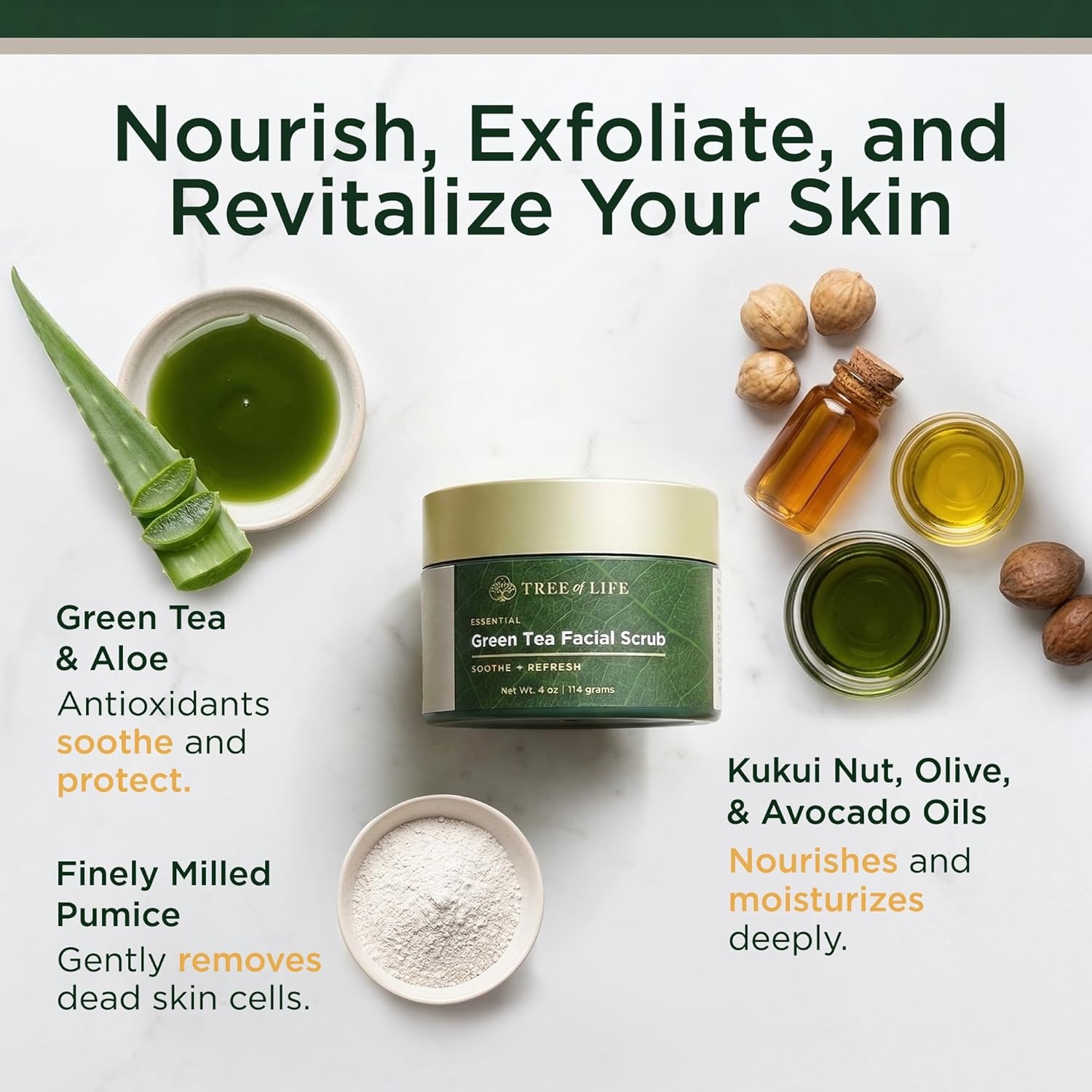 image:imageTree of Life Beauty Exfoliating Facial Scrub with Antioxidants Face Scrub with GreenWhite Tea Extract 4 Oz